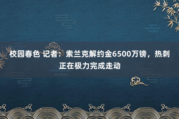 校园春色 记者：索兰克解约金6500万镑，热刺正在极力完成走动