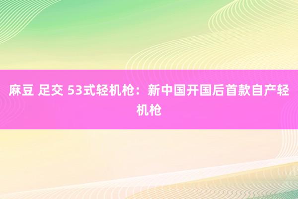 麻豆 足交 53式轻机枪：新中国开国后首款自产轻机枪