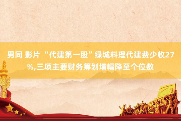 男同 影片 “代建第一股”绿城料理代建费少收27%,三项主要财务筹划增幅降至个位数