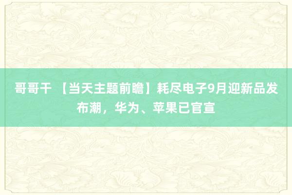 哥哥干 【当天主题前瞻】耗尽电子9月迎新品发布潮，华为、苹果已官宣