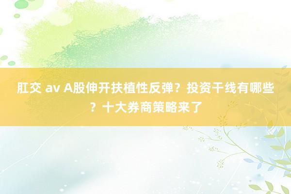 肛交 av A股伸开扶植性反弹？投资干线有哪些？十大券商策略来了