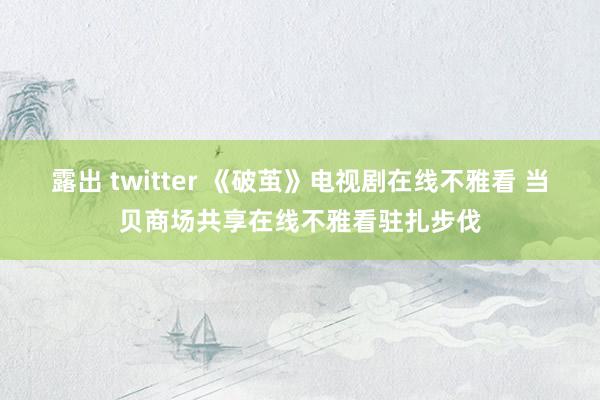 露出 twitter 《破茧》电视剧在线不雅看 当贝商场共享在线不雅看驻扎步伐