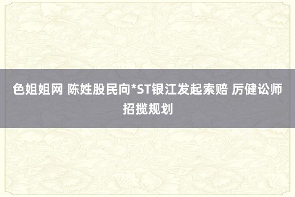 色姐姐网 陈姓股民向*ST银江发起索赔 厉健讼师招揽规划